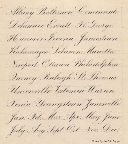 calligraphie anglaise, copperplate