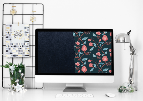 Fond d'écran PC Fleurs indiennes Bleu